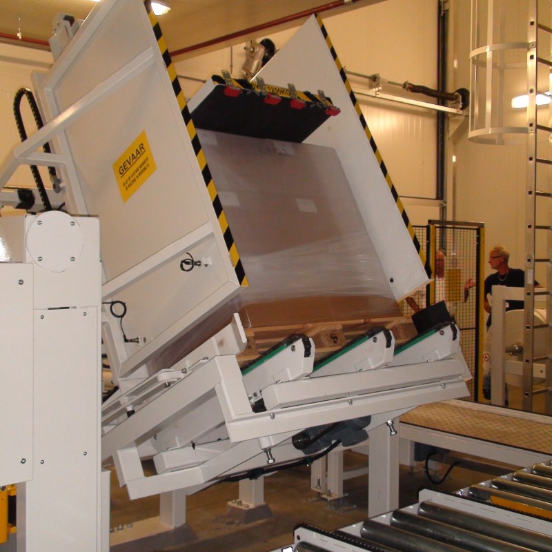Automatic pallet changing line