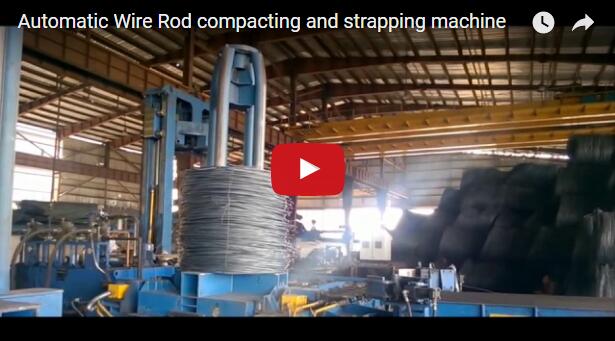 Automatic wire coil compressing and strapping packing line