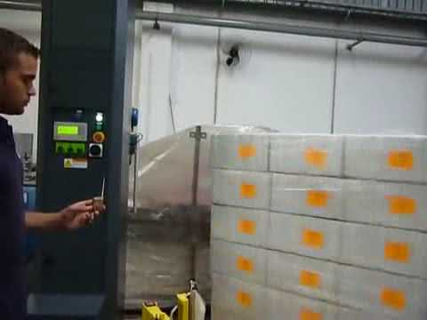 A 300 automatic pallet wrapping machine with film cutter