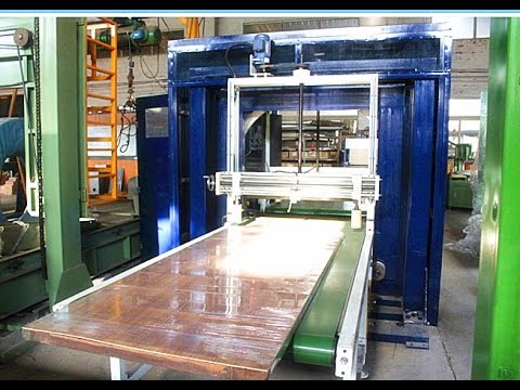 Automatic orbital stretch rapper and horizontal wrapping machine for wooden, door and panel...