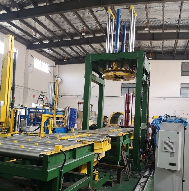 steel wire coil compacting and strapping machine