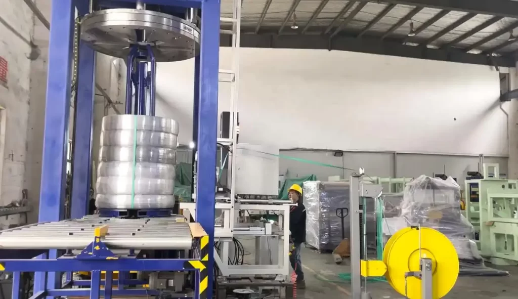 automatic wire coil compressing machine packing line