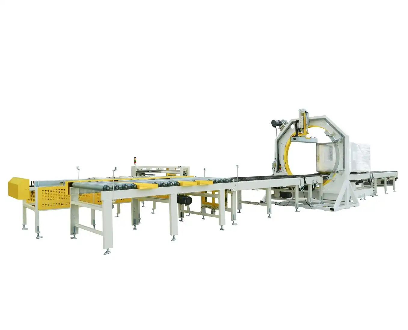 wooden wrapping and strapping machine