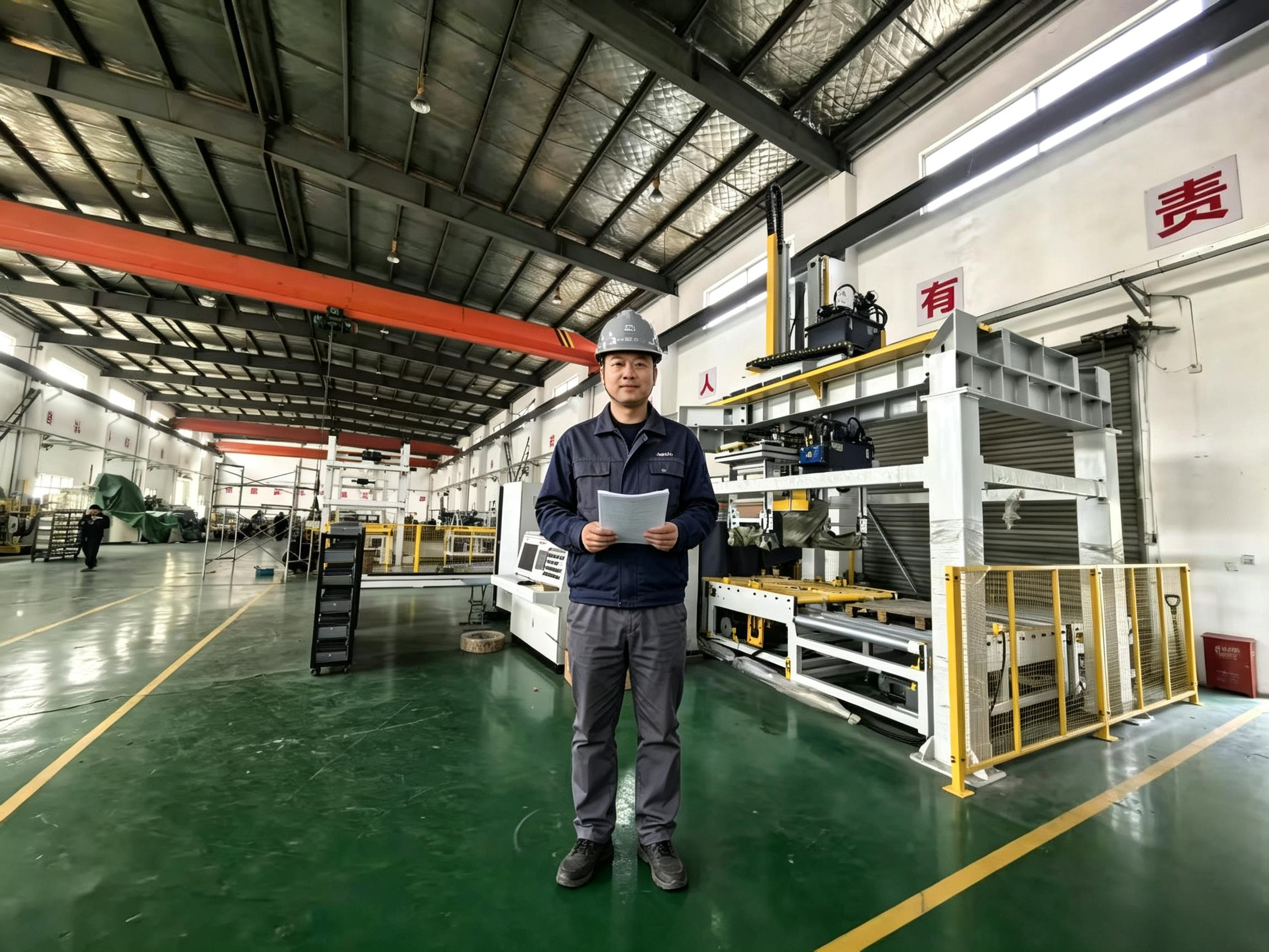 After-sales and supervision engineer Zhou Hua serving a coil packaging line