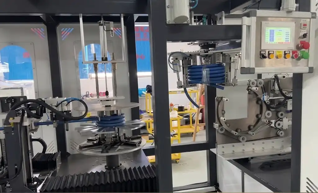 Automatic Pipe Coiling and Wrapping Machine for Hose and Plastic Tubes Automatic Pipe Coiling and Wrapping Machine for Hose and Plastic Tubes