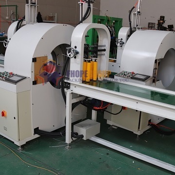 Orbital stretch wrapper with PVC belt conveyor