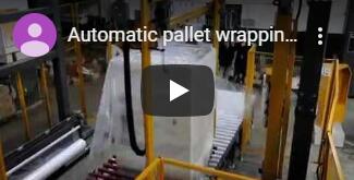Automatic rotary arm pallet wrapper with top film dispenser