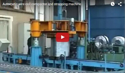 Automatic steel wire coil compactor and strapping machine