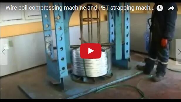 Automatic steel wire coil compactor and strapping machine