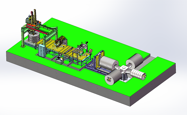 Slit coil pertractatio et packaging linea