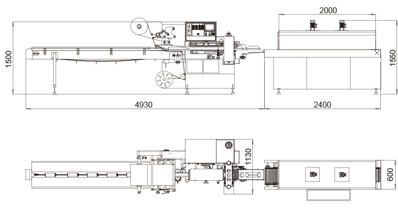 Automatic flow wrapping and shrinking machine LD-059