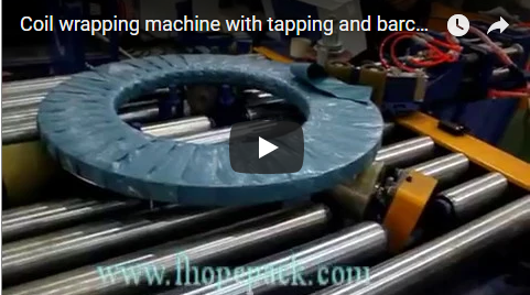 coil wrapping machine with tapping and barcode printer