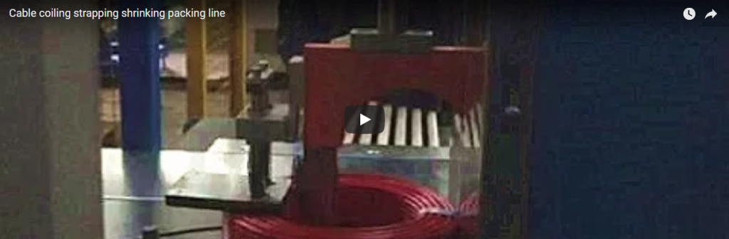 Cable coiling strapping shrinking packing line