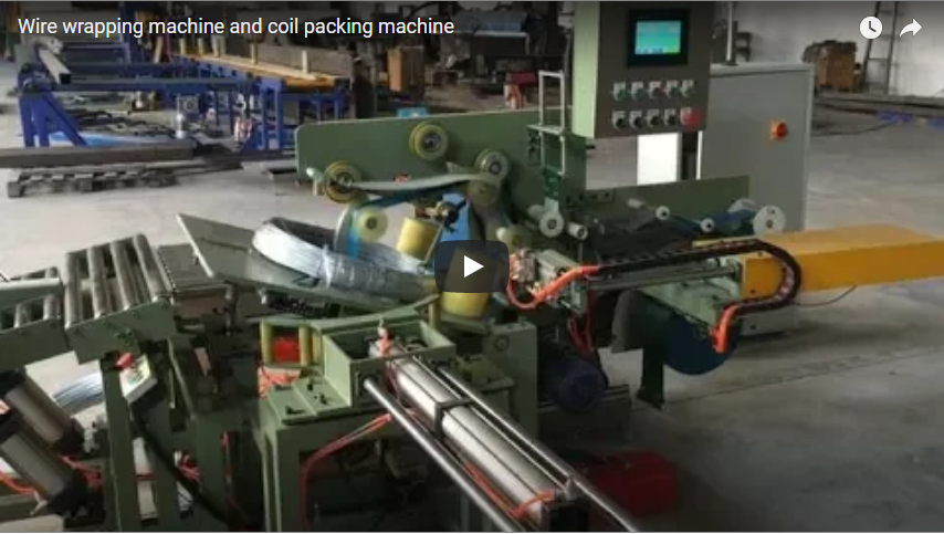 Wire wrapping machine and coil packing machine for steel