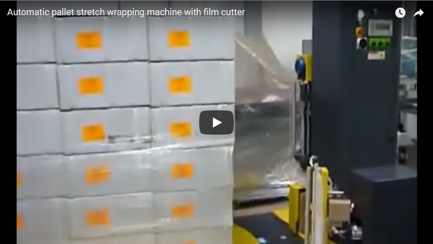 A 300 automatic pallet wrapping machine with film cutter