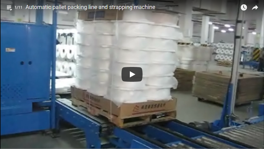 Automatic pallet packing line and strapping machine