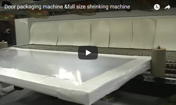 Door packaging machine and full size panel shrinking machine