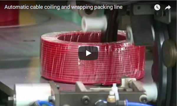 Automatic cable coiling and wrapping packing line
