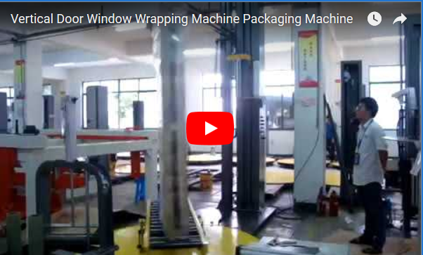 Vertical door wrapping machine