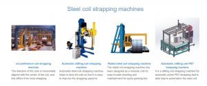 Steel coil strapping machines