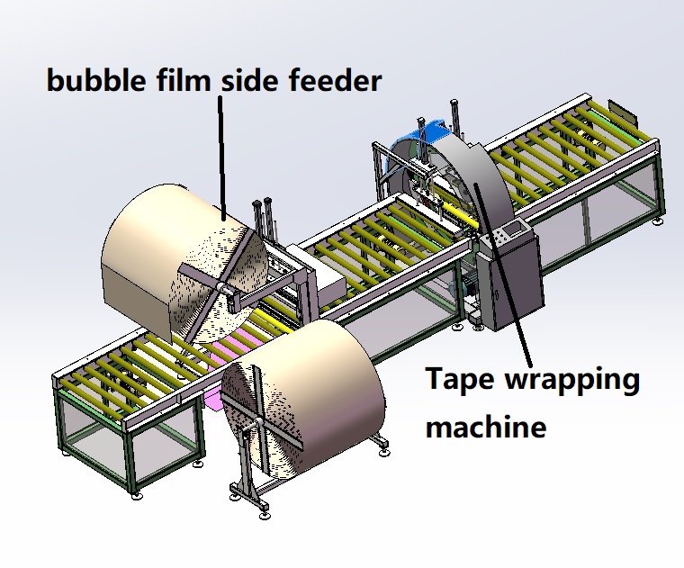 horizontal wrapper with bubble film wrapper