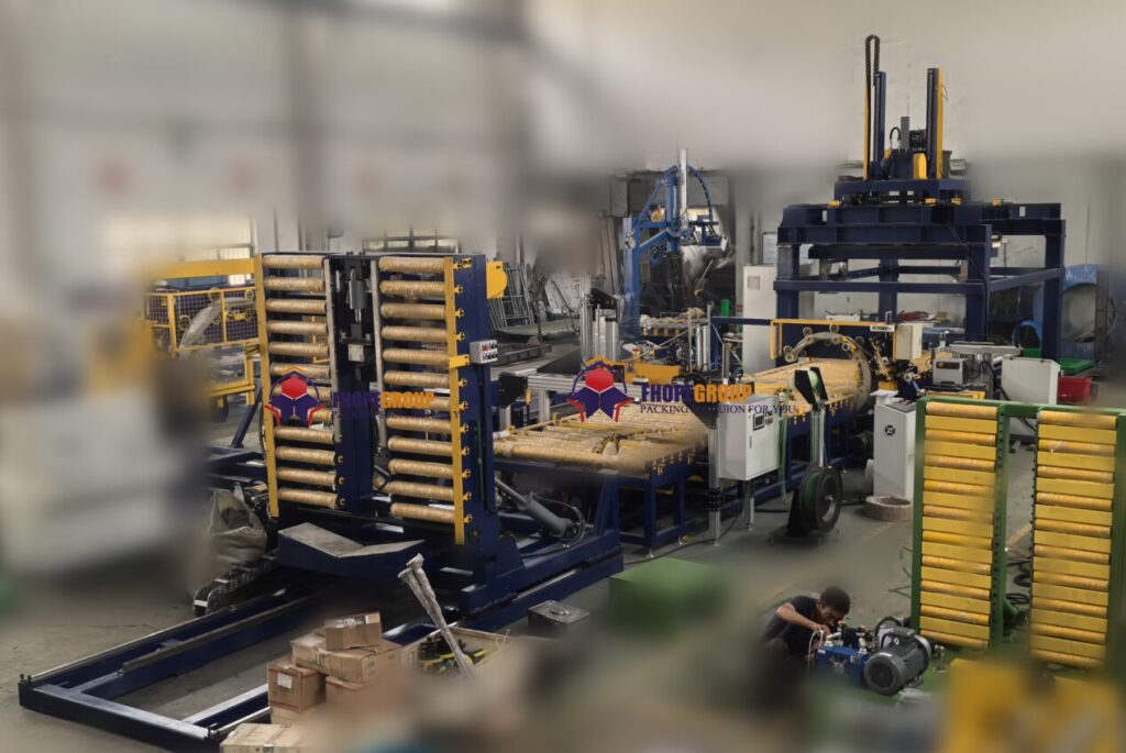 ligne d'emballage automatique de bobines pour bobines d'acier