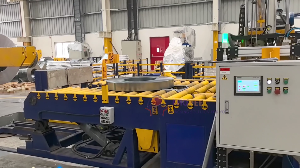 Hands-Free Slit Coil Packaging: Integrating Turnstile, Upender, and Stretch Wrapping for Safer Operations Hands-Free Slit Coil Packaging: Integrating Turnstile, Upender, and Stretch Wrapping for Safer Operations